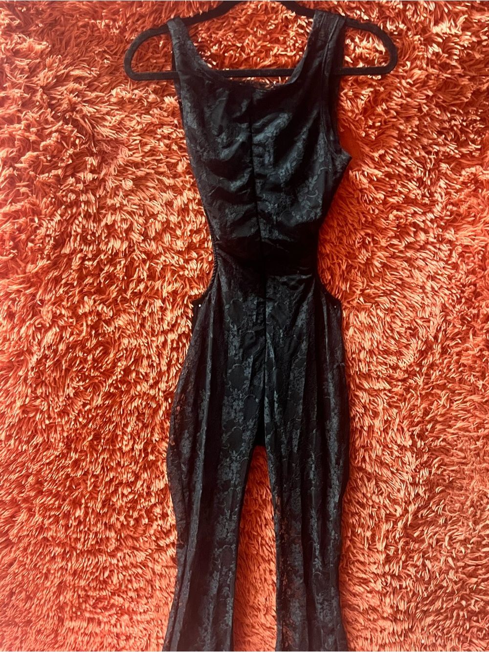 Fashion Nova Backless Black Floral Lace Detail Sleeveless Jumpsuit Size Large